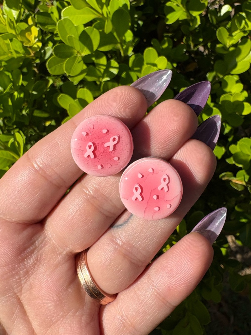 Pink Breast Cancer Magnets SET OF 2 - Ceramic Magnets - Kitchen Magnets
